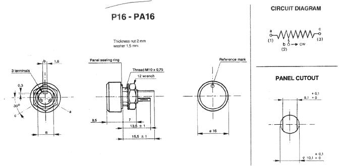 Afmetingen en montage potentiometer VW3A58866