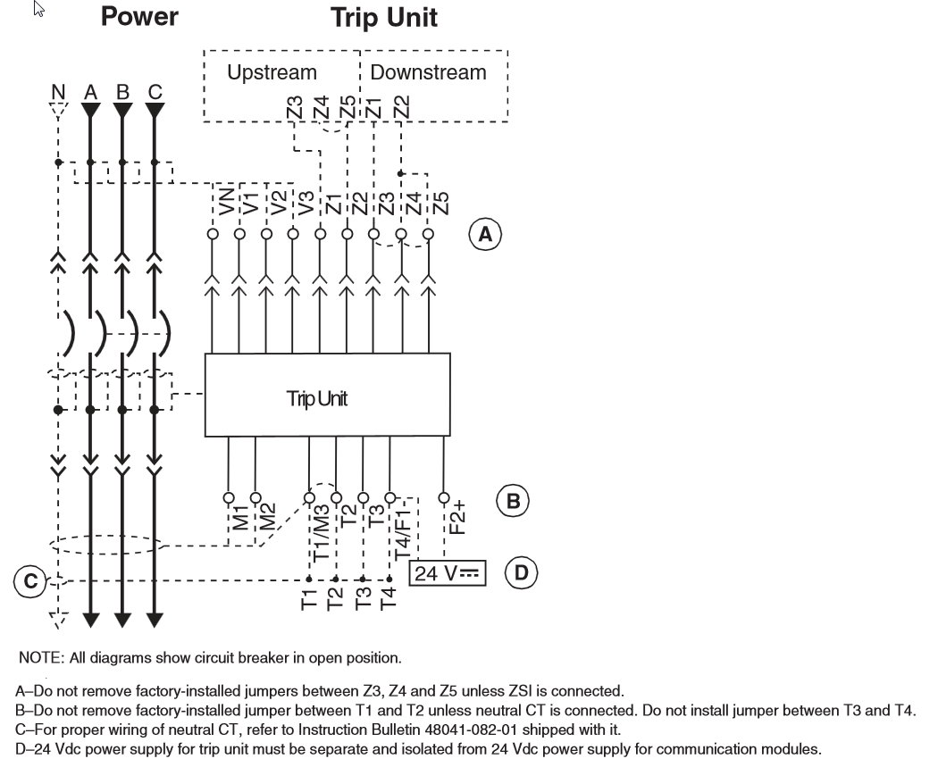 Picture showing the wiring diagram of the trip units Picture showing the wiring diagram of the trip units