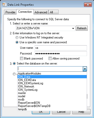  Select the database