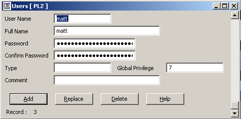 Edit Users Window