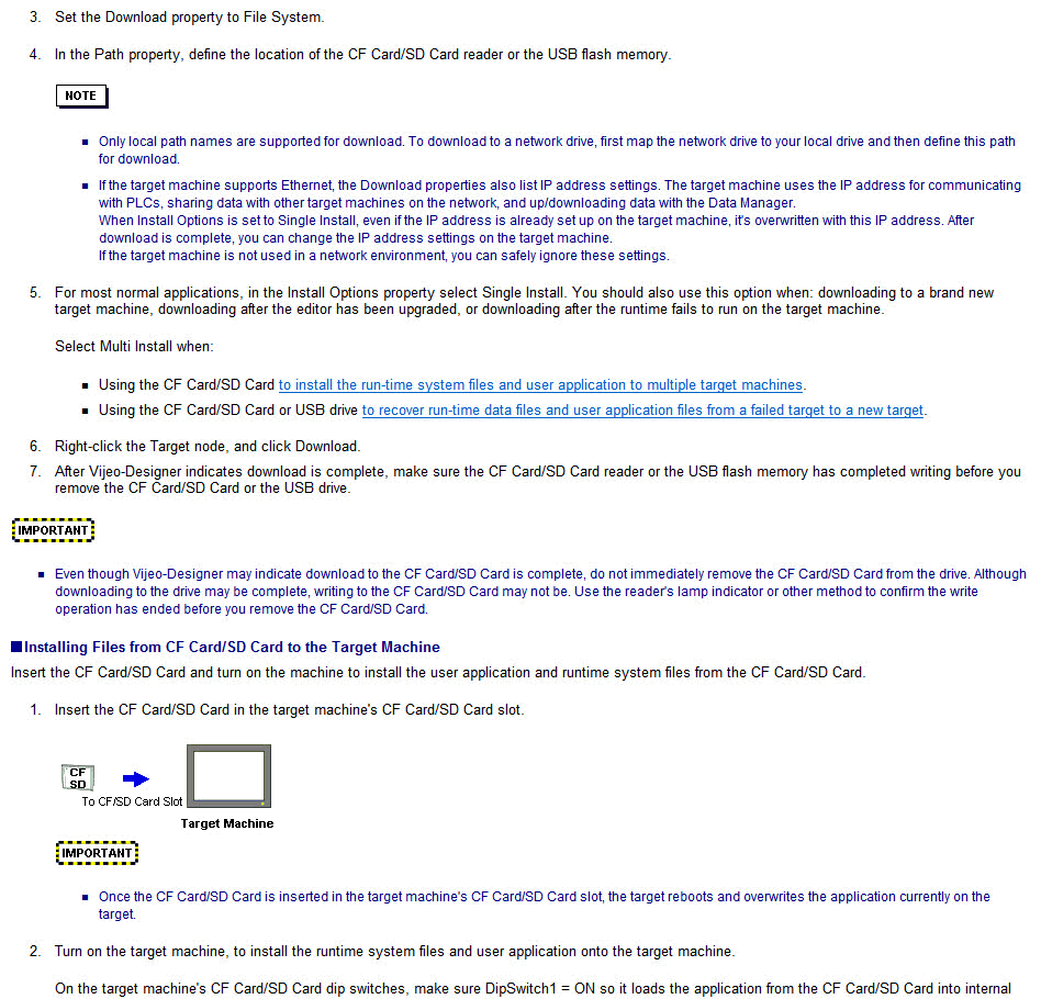 Help Section 25.6.4 Downloading to a CF Card/SD Card Reader or USB Drive (continued)