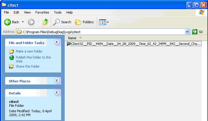 Figure 9: Dump file generated by Debug Diagnostics Tool
