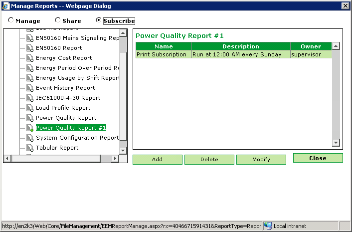 Manage reports