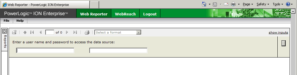 Web Reporter User Name and Password Prompt