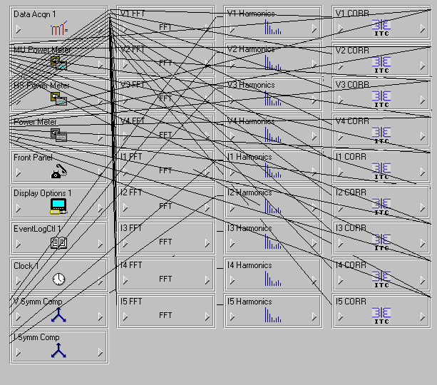 Designer workspace with links shown in front of the modules 