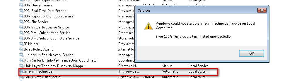 Services error
