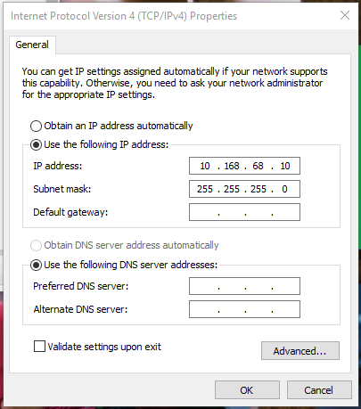 Static IP Settings