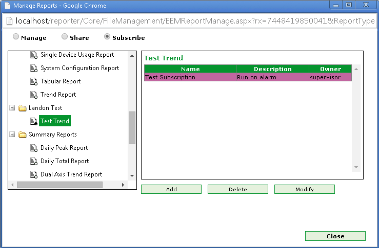 Manage Reports