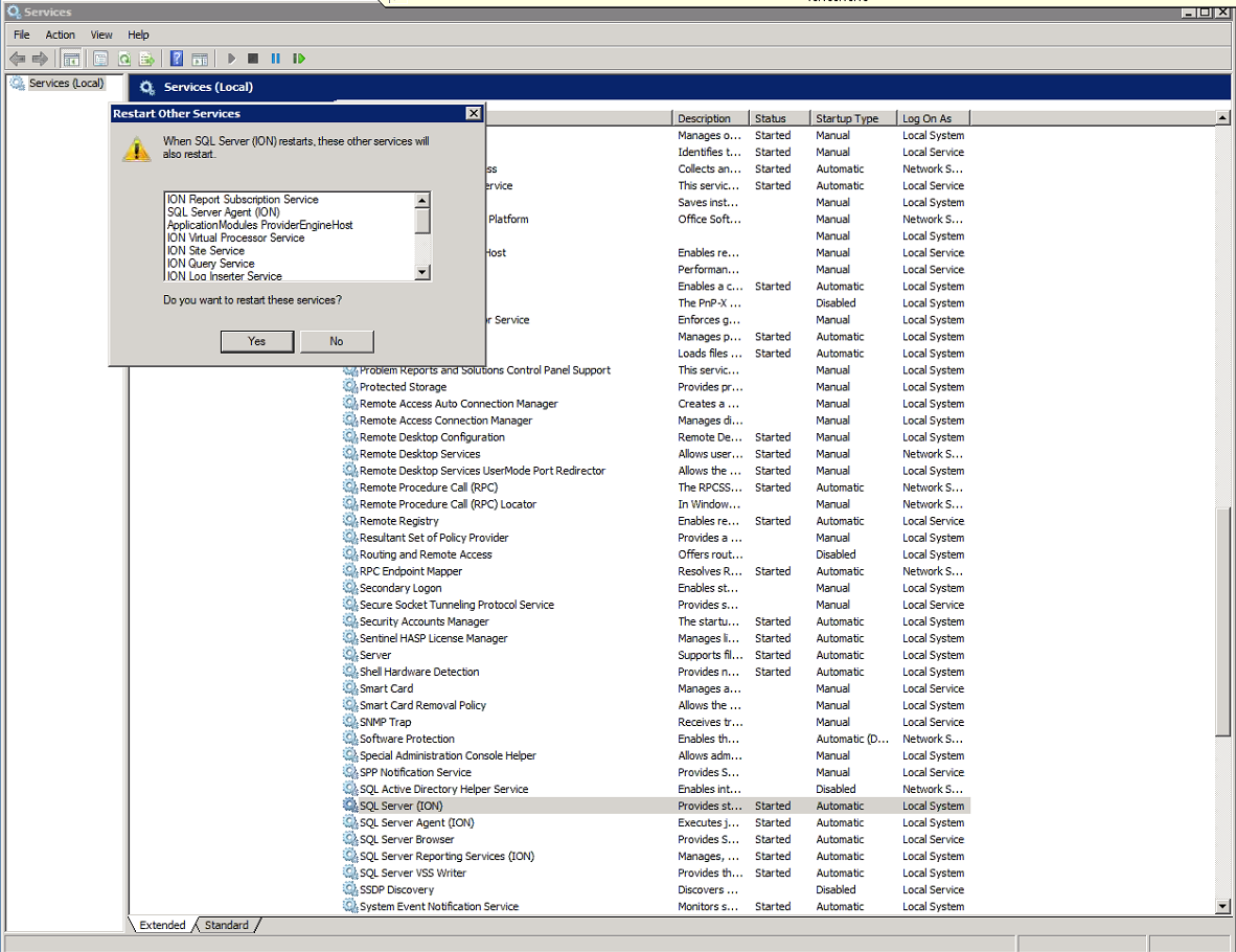 Restarting Ion services