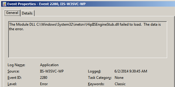 Event Viewer Error
