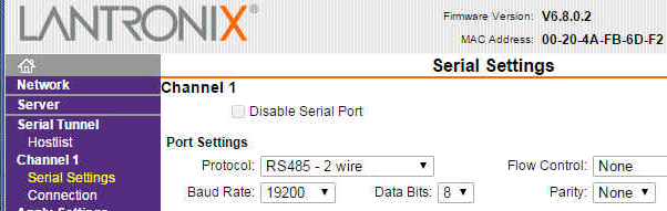 Serial Settings