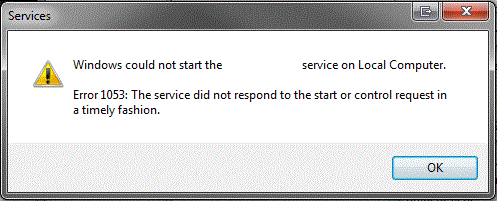 The service did not respond to the start or control request in a timely fashion error