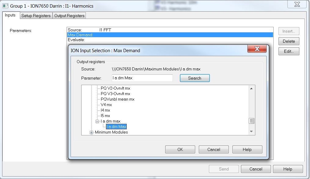 linking the maximum module to the harmonic measurement module