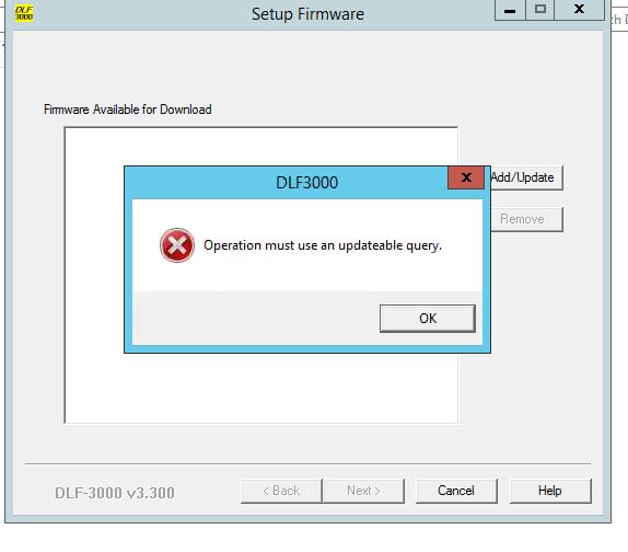 DLF300 error message 'Operation must us an updateable query