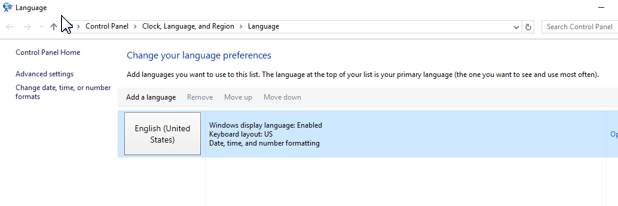 control panel language setting