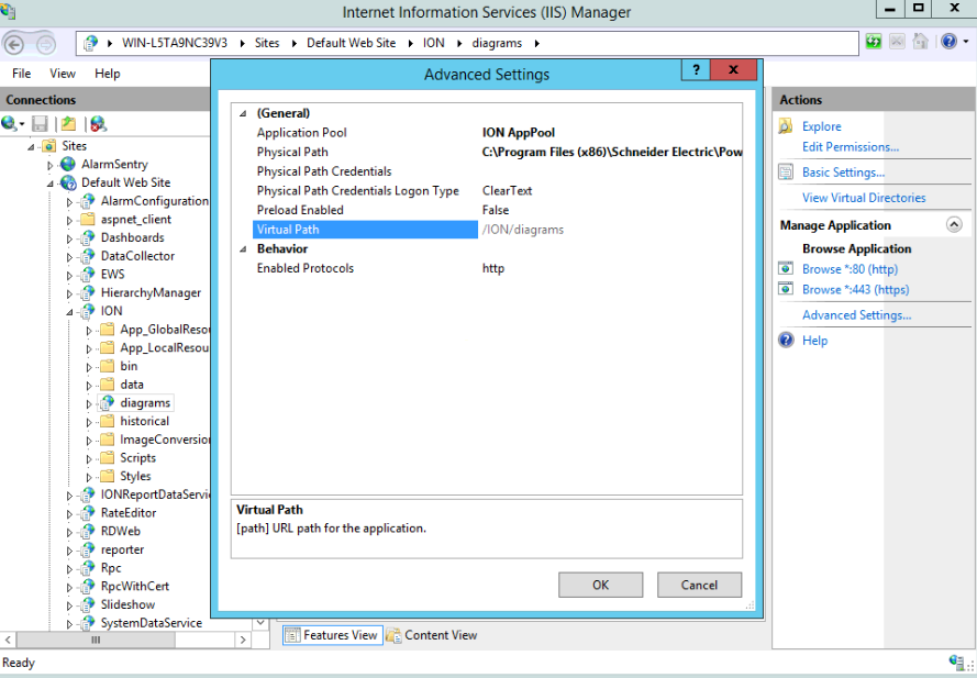IIS advanced settings