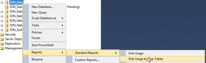 SSMS Reports Table