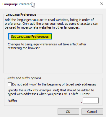 language prefrence