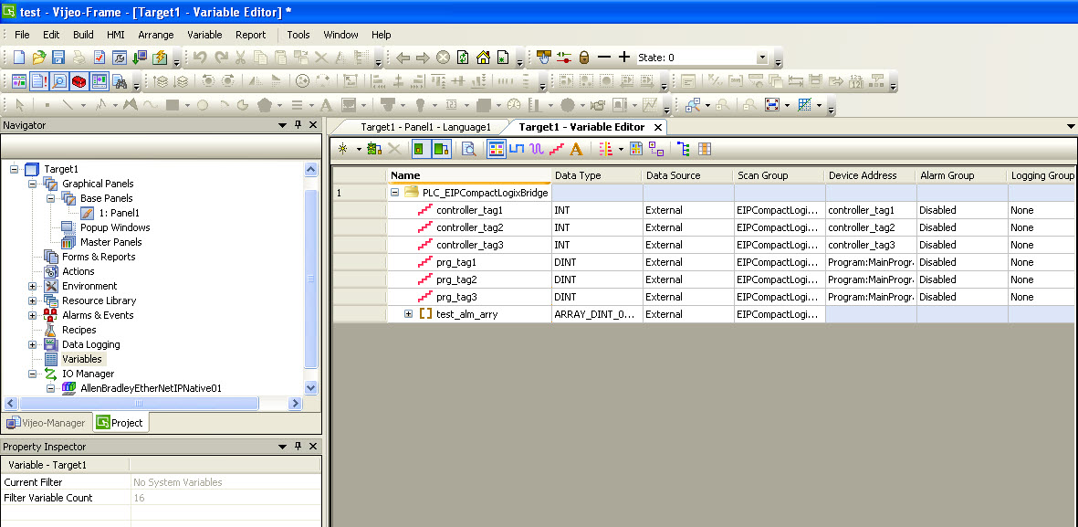 Chosen variables will appear in the Variable Editor screen
