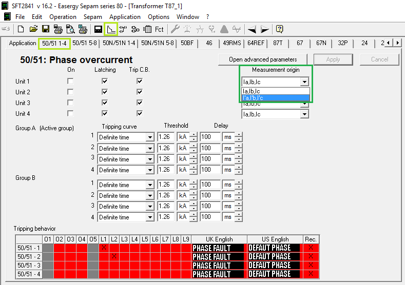 50/51 measurement selection