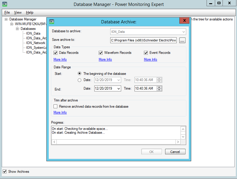 How to view progress for a PME database archive being taken by Database Manager How to view progress for a PME database archive being taken by Database Manager