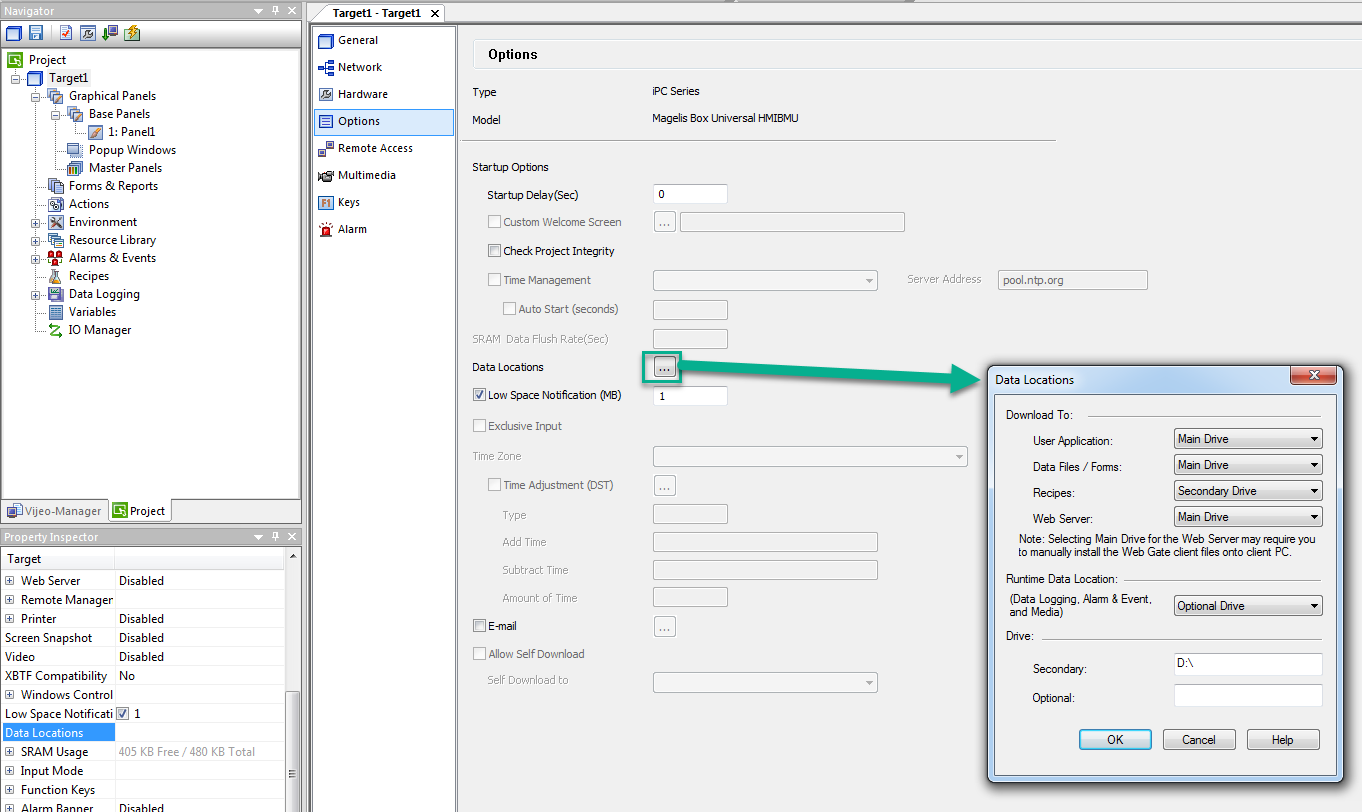 Data Locations settings