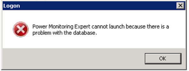Power Monitoring Expert cannot launch because there is a problem with the database