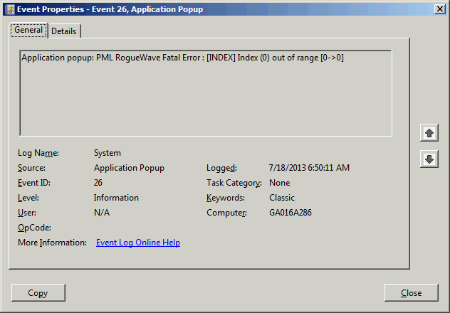 Eventlog Properties