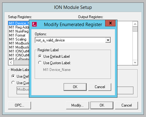 Module setup Modify Enumerated Register