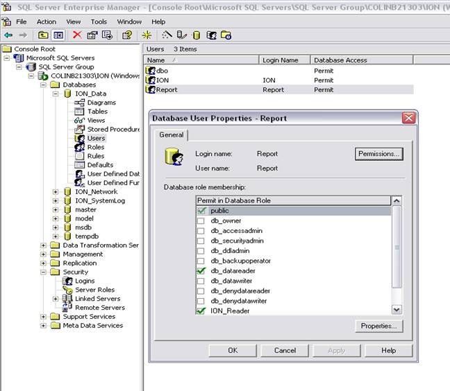 SQL user properties
