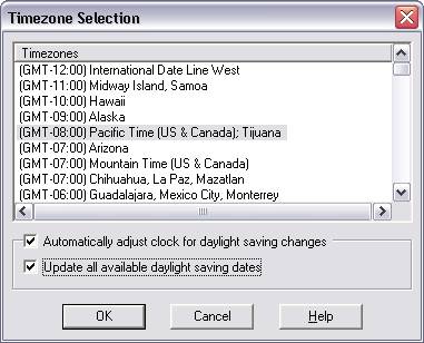Timezone selection