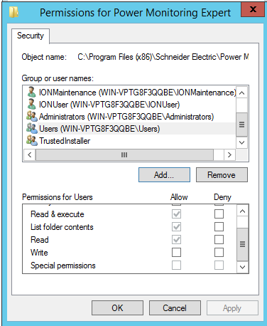 Permission settings