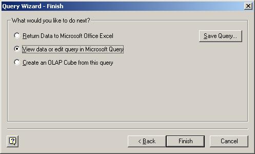 Finish wizard