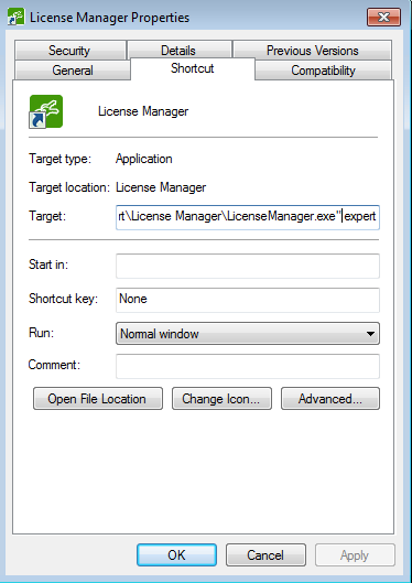 License Manager Properties