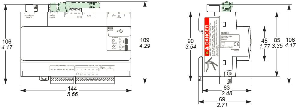Dimensions in mm and inches Dimensions in mm and inches