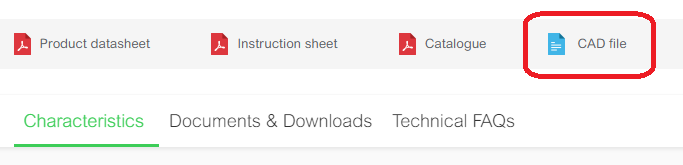 'CAD file' button