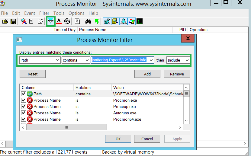 Monitor filter settings