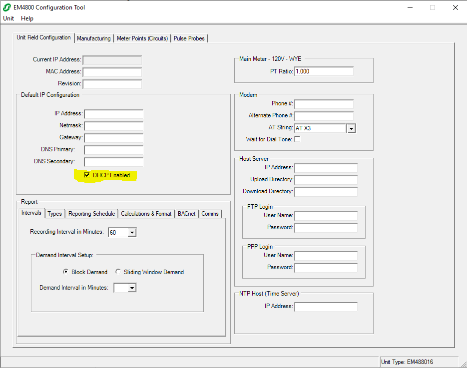 EM4800 Configuration Tool - DHCP Setting