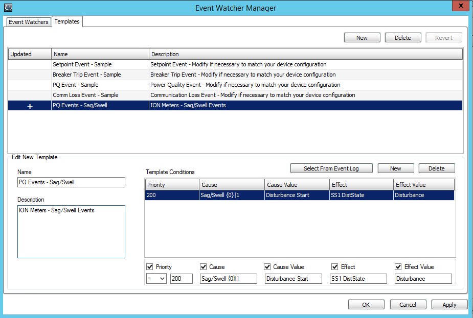 Event Watcher with template