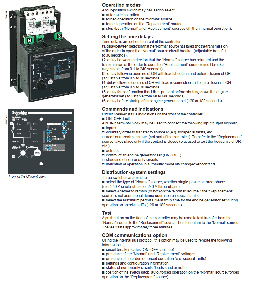 Functions and characteristics : UA controller