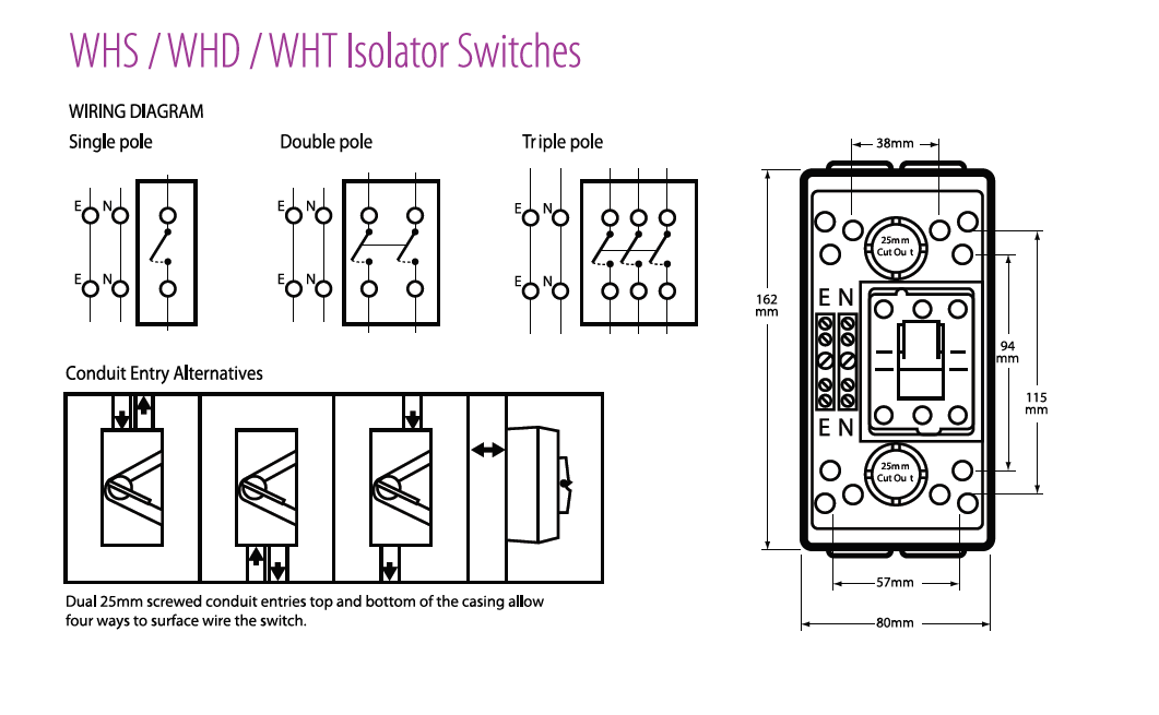 The dimension and installation of Weather Proof Isolator Switches The dimension and installation of Weather Proof Isolator Switches