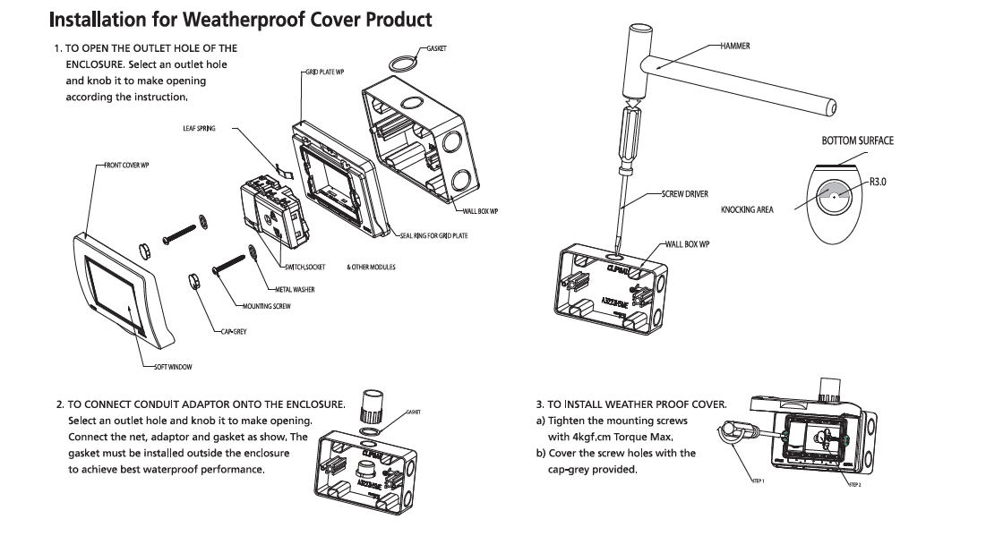 The dimension and installation of Weather Proof Isolator Switches