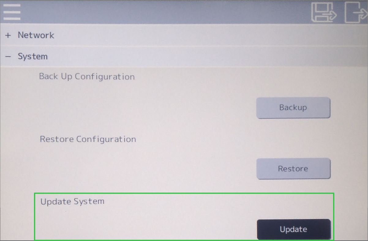 menu for update