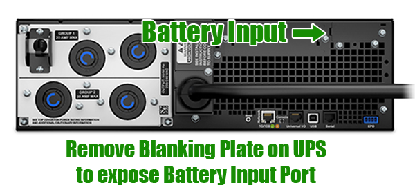 UPS showing Battery pack connection