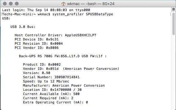 Screenshot of connection