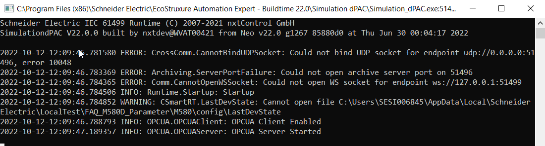 Runtime Simulation Started