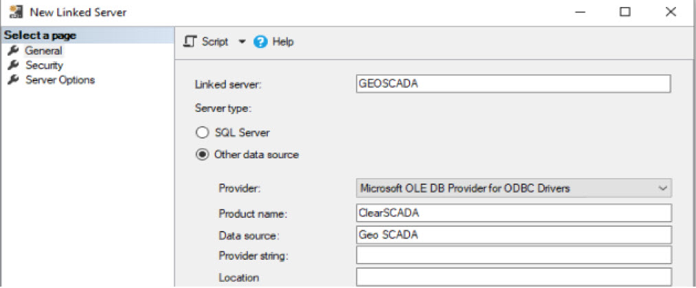 New Linked Server