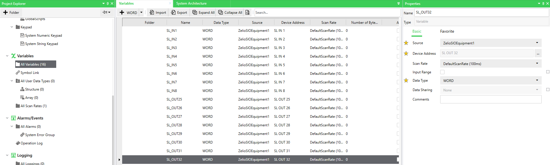 Variables in EcoStruxure Operator Terminal Expert