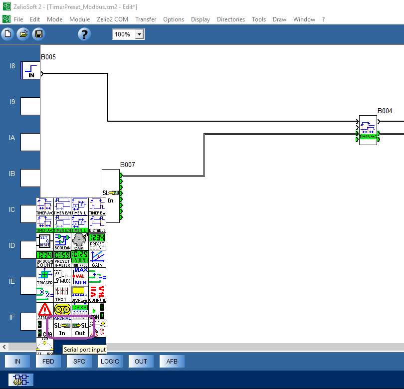 ZelioSoft2 SL FBD programming