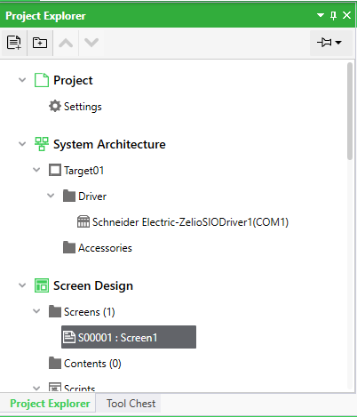 Project Explorer and Tool Chest tabs should appear at the bottom of this window